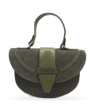 Bolso Media Luna Ante con Asa · Verde caqui
