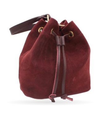 Bolso Saco Ante con Cordón · Burdeos