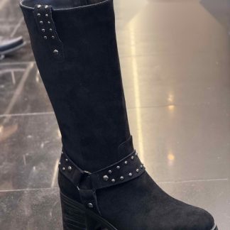 Bota de ante con correa en color Negro – Maison Atelier