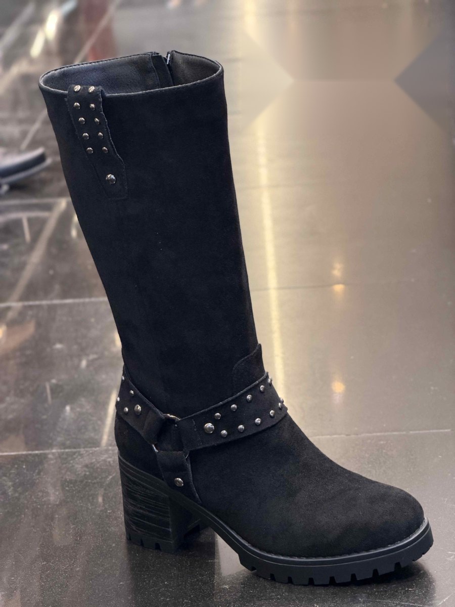 Bota de ante con correa en color Negro – Maison Atelier