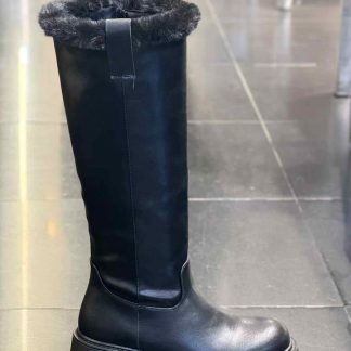 Bota alta con pelo en color Negro – Maison Atelier