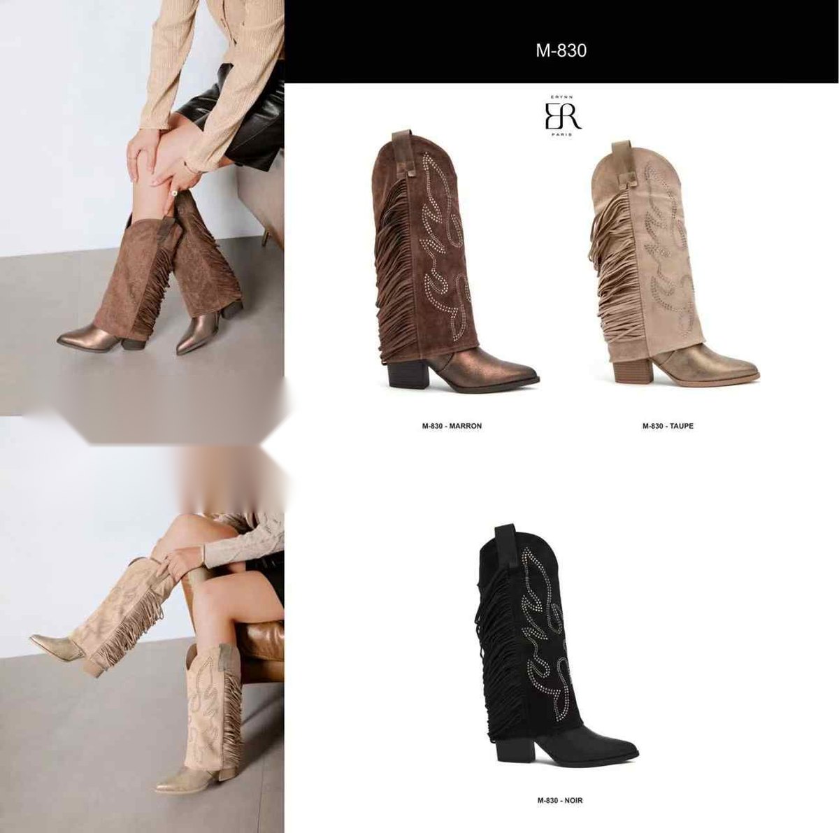 Bota cowboy con flecos en varios colores – Maison Atelier