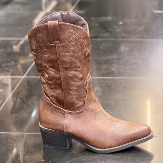Bota cowboy media caña de piel en color Camel – Maison Atelier