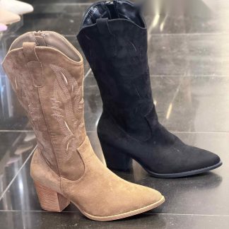 Bota cowboy de ante bordada en varios colores – Maison Atelier