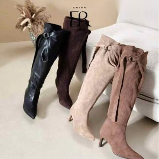 Bota alta de tacón con hebilla en varios colores – Maison Atelier